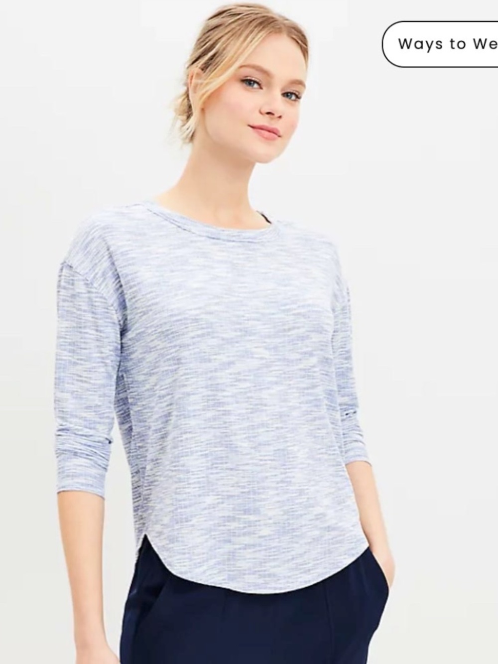 Lou & Grey Heathered Light Blue Long-Sleeve Tee ~ Sz L